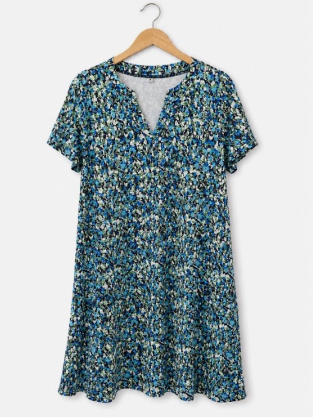 Women’s Blue Floral Short Sleeve Swing Top
